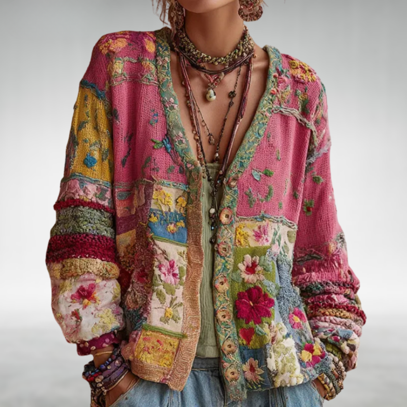 Celestara - Cardigan patchwork, doux au toucher