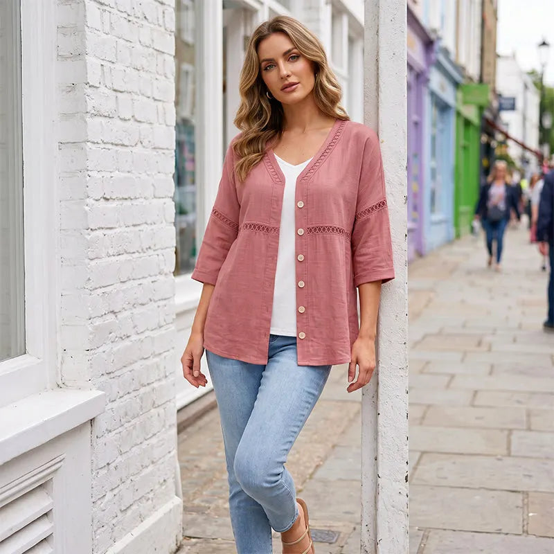 Ardena - Blouse brodée boutonnée