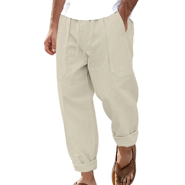 Halston - Pantalon en lin coupe décontractée