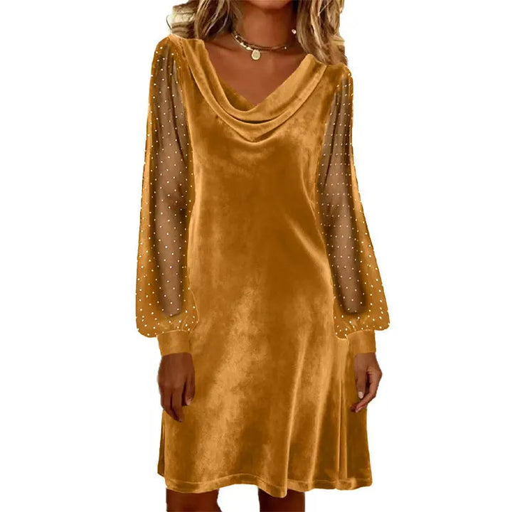 Verelia - Mini-robe en velours à col bénitier