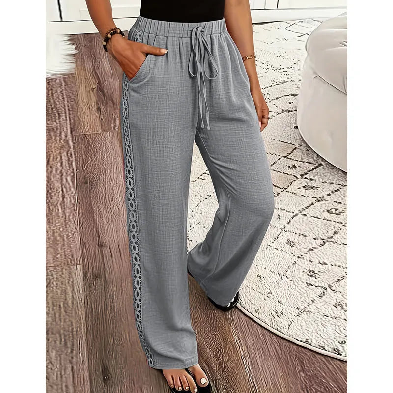Estrelle - Pantalon de détente à cordon de serrage, détails en dentelle