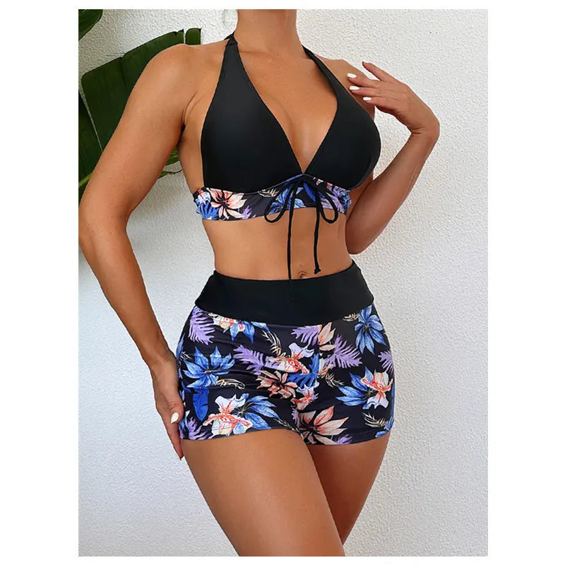 Zenaida - Ensemble bikini fleuri à bretelles avec short