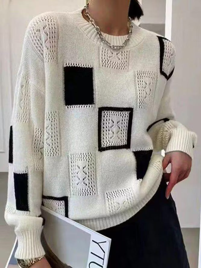 Adorelle - Pull en maille patchwork artistique