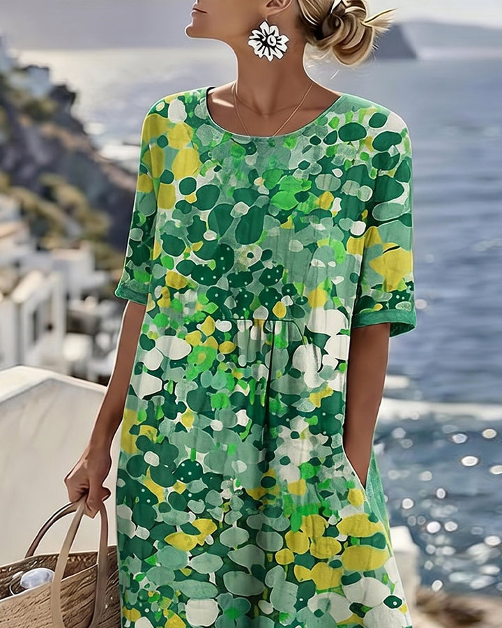 Adria - Robe midi trapèze en tissu doux
