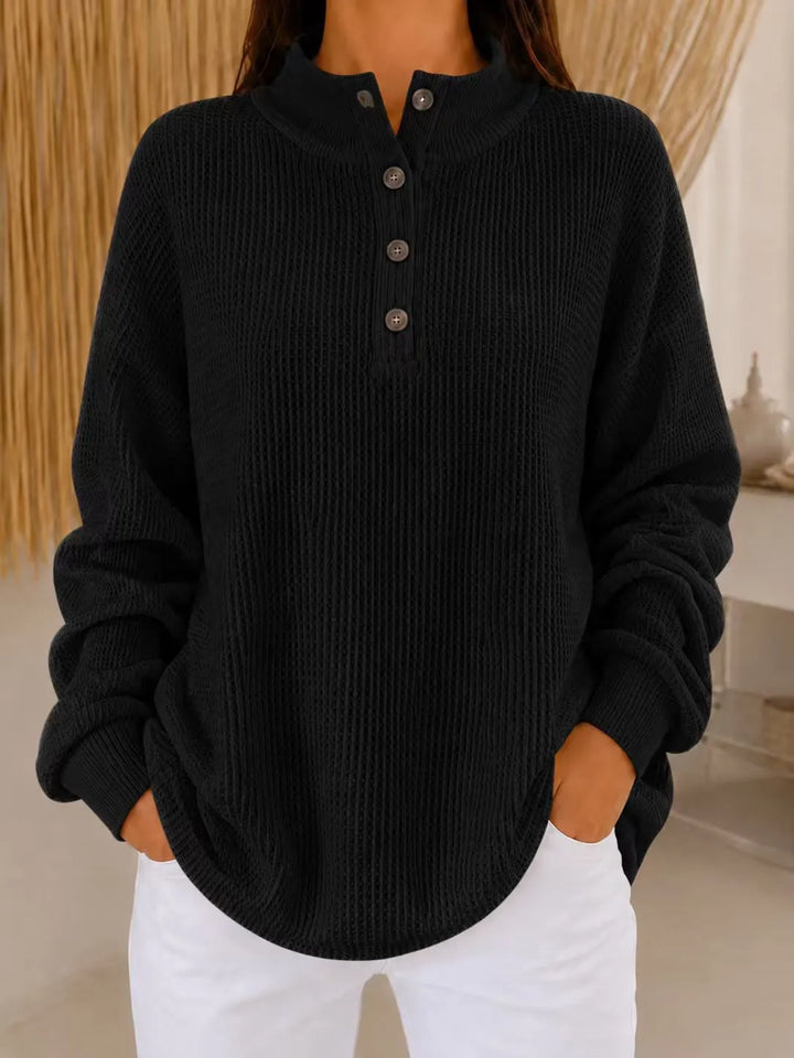 Belliora - Pull à col boutonné en maille texturée