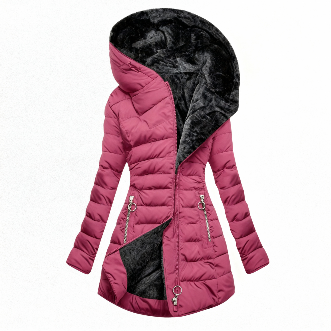 Leni - Manteau matelassé à capuche, doublé et chaud