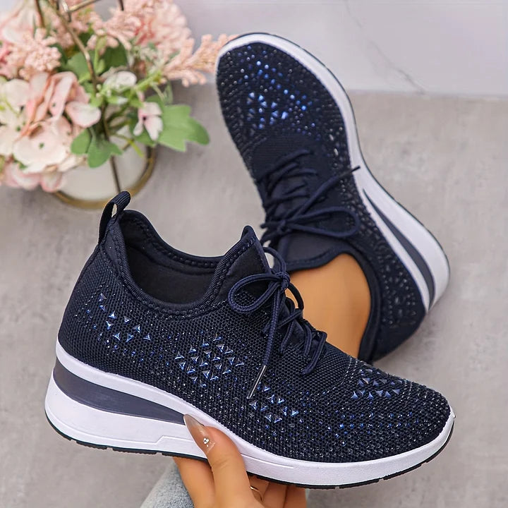 Lilia - Baskets compensées ornées de strass