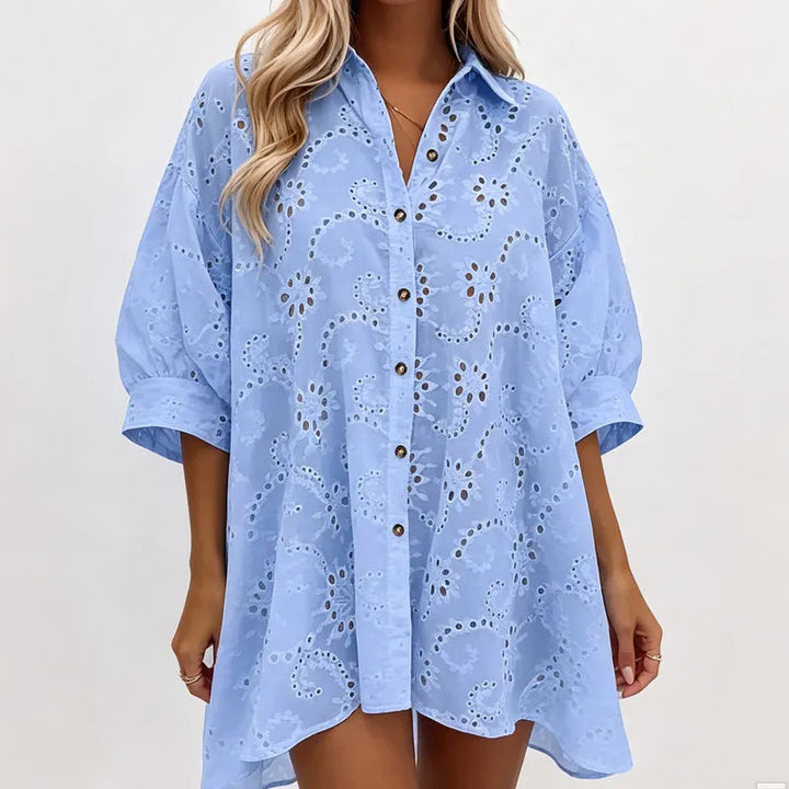 Amarielle - Robe brodée boutonnée et aérée