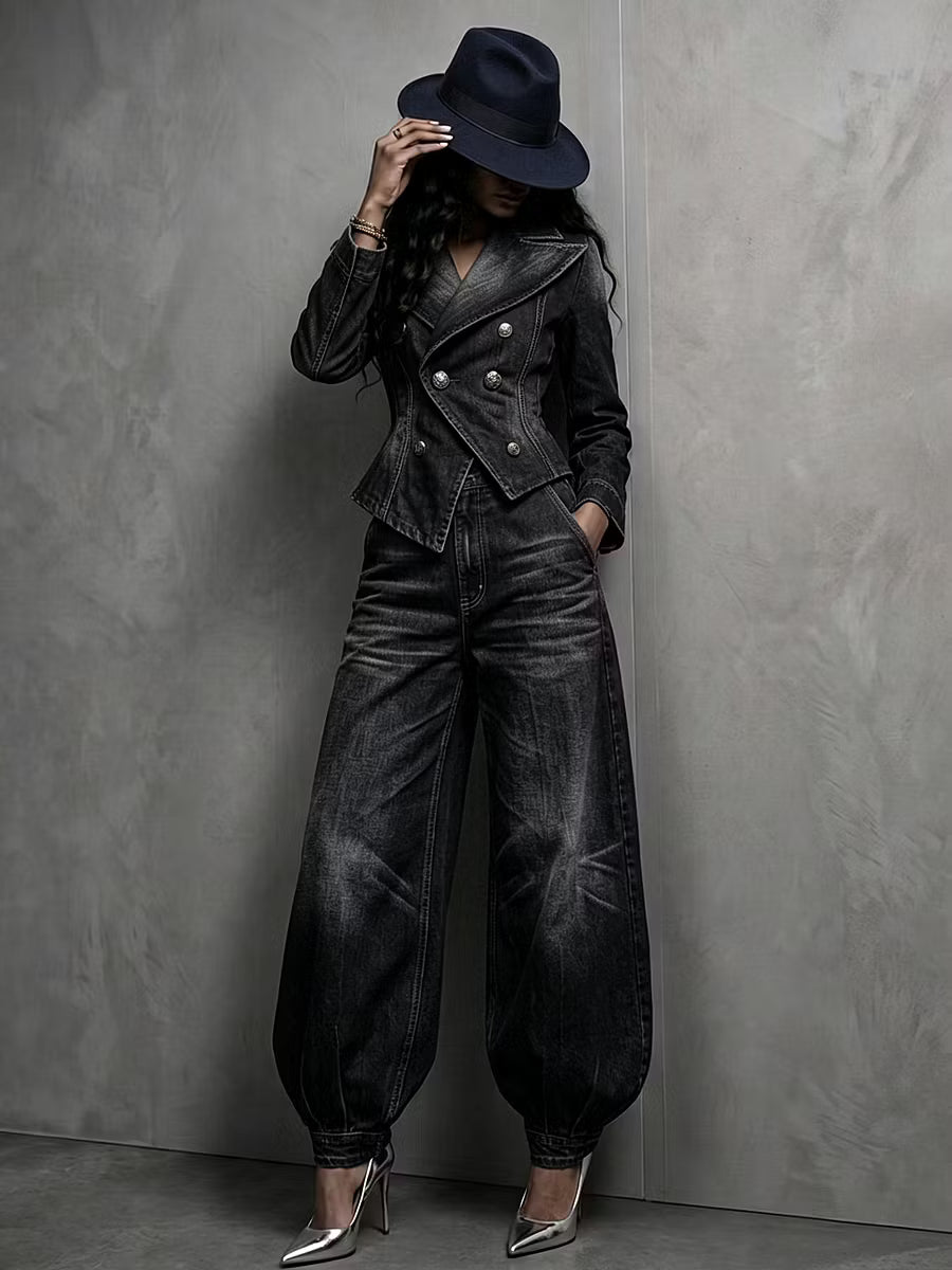 Neris - Tailleur pantalon croisé sur mesure