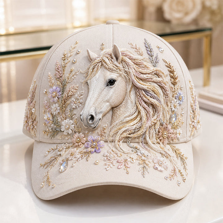 Arlena - Casquette à motif équestre avec détail floral