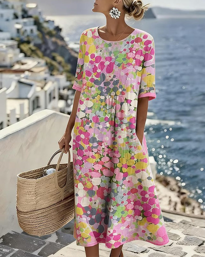 Adria - Robe midi trapèze en tissu doux
