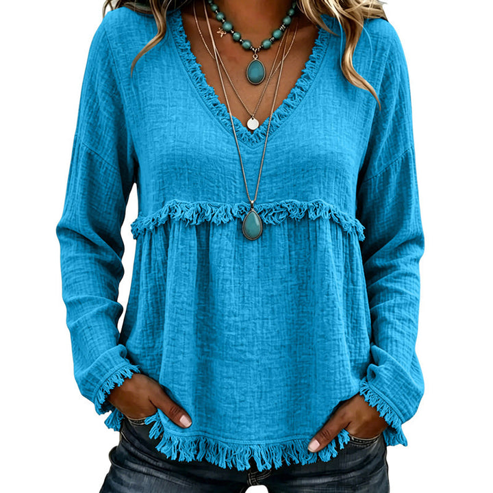 Ariselle - Blouse col V à franges