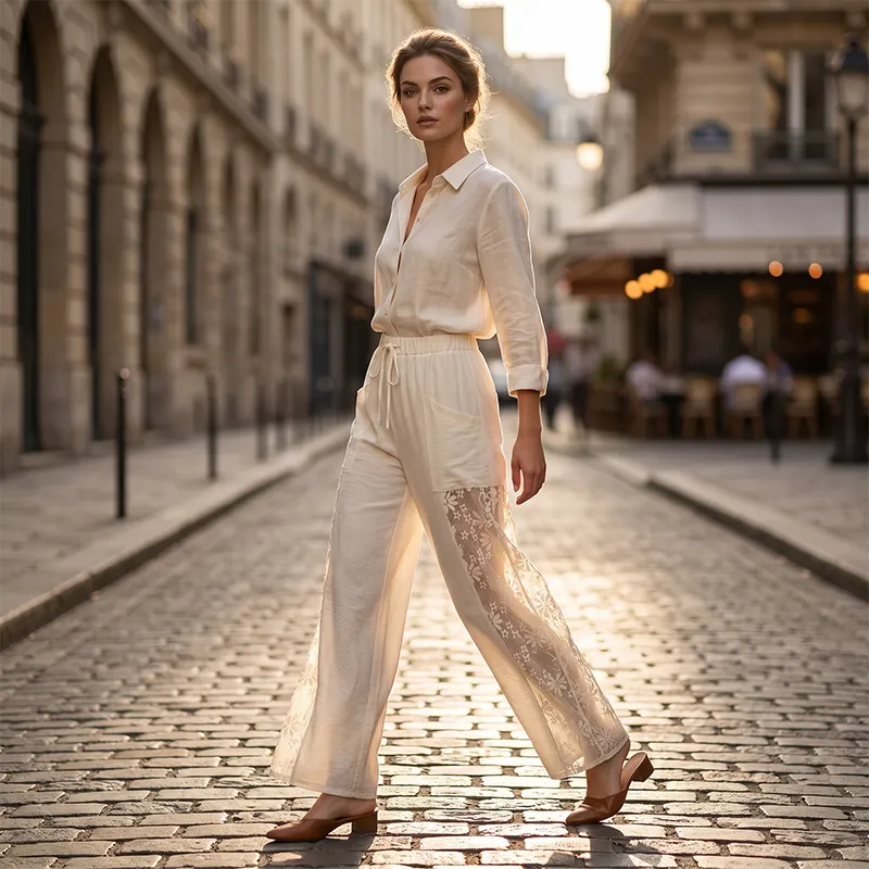 Carlotta - Pantalon en dentelle léger
