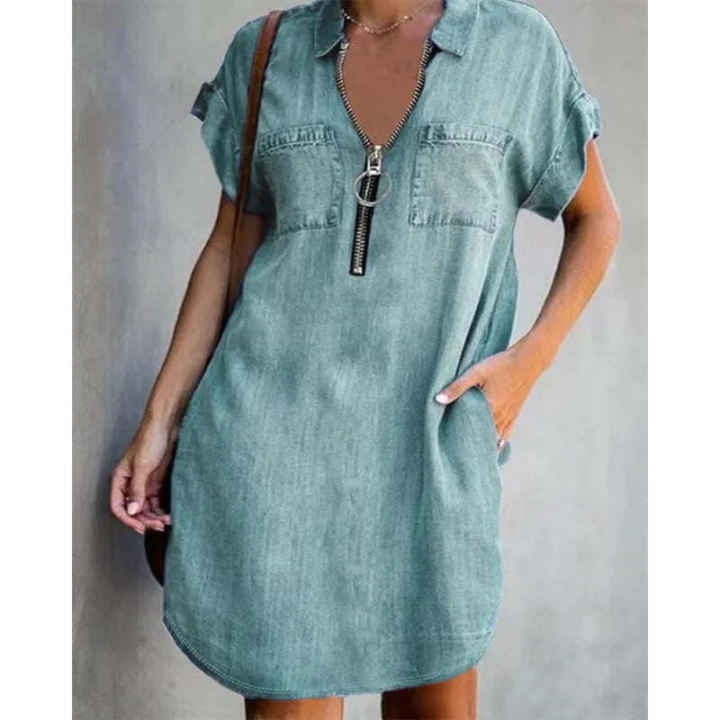 Genevalle - Robe décontractée en chambray à poches