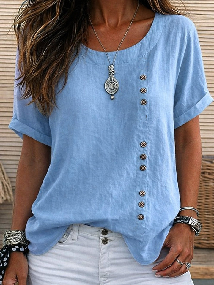 Sidonie - Blouse manches courtes à détails de boutons