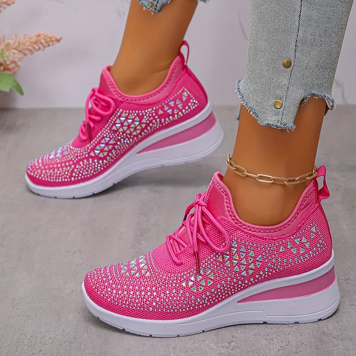 Lilia - Baskets compensées ornées de strass