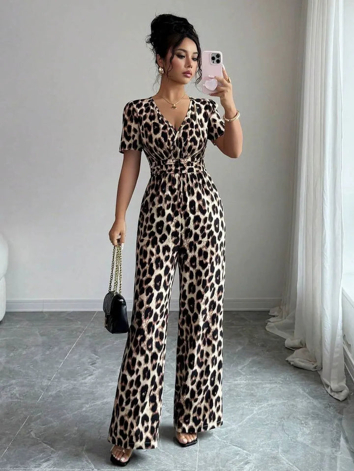 Eveliora - Combinaison chic à imprimé animalier
