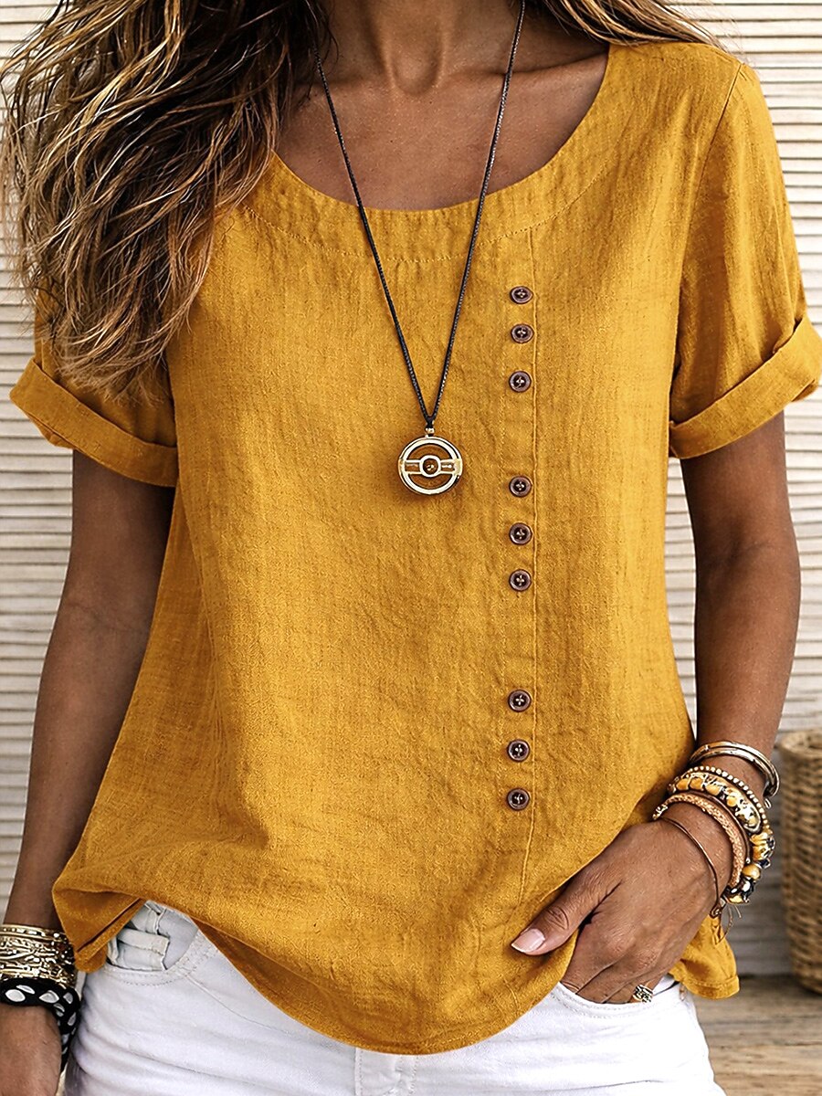 Sidonie - Blouse manches courtes à détails de boutons