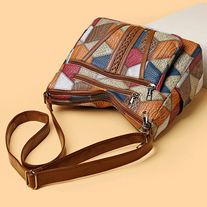 Lauranique - Sac bandoulière en patchwork, doux au toucher