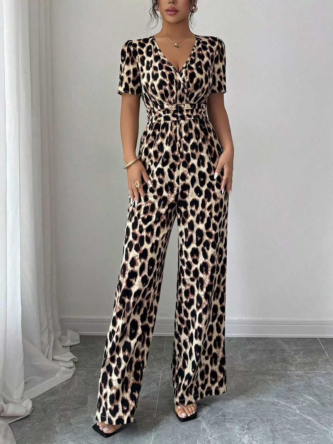 Eveliora - Combinaison chic à imprimé animalier