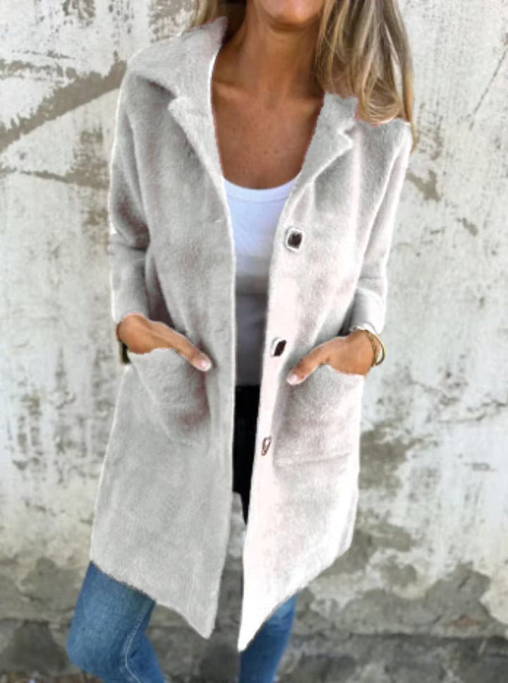 Fia - Manteau long doux à boutons