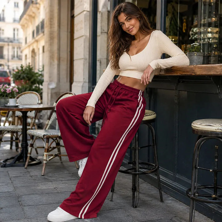 Adorielle - Pantalon large à bandes latérales