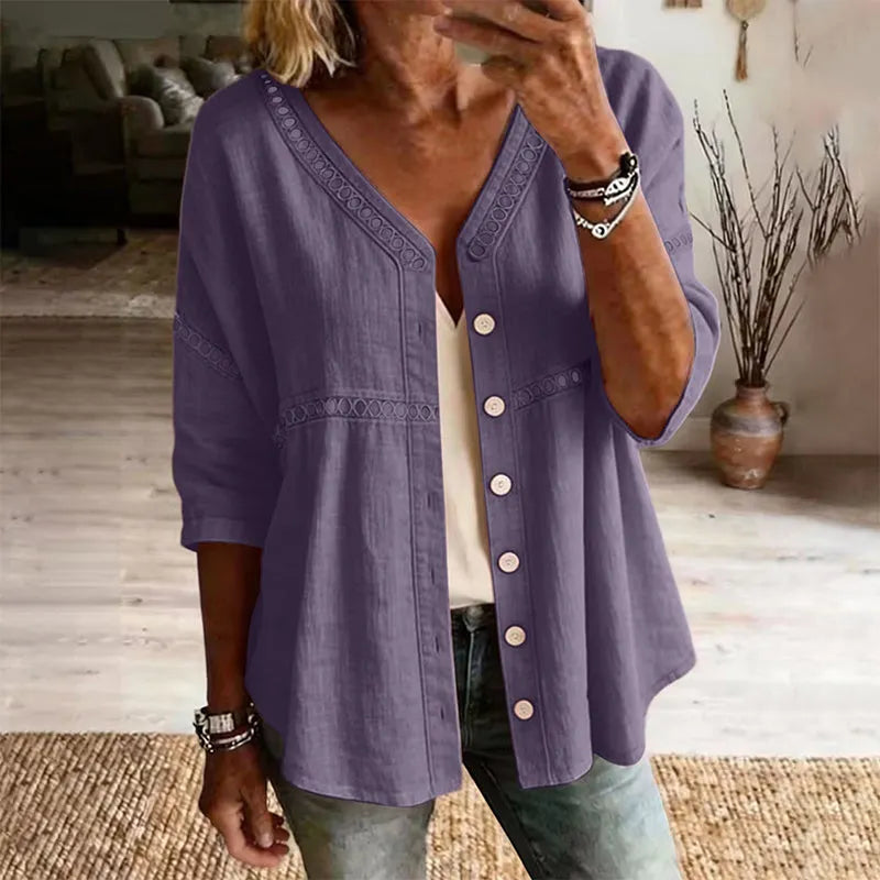 Ardena - Blouse brodée boutonnée