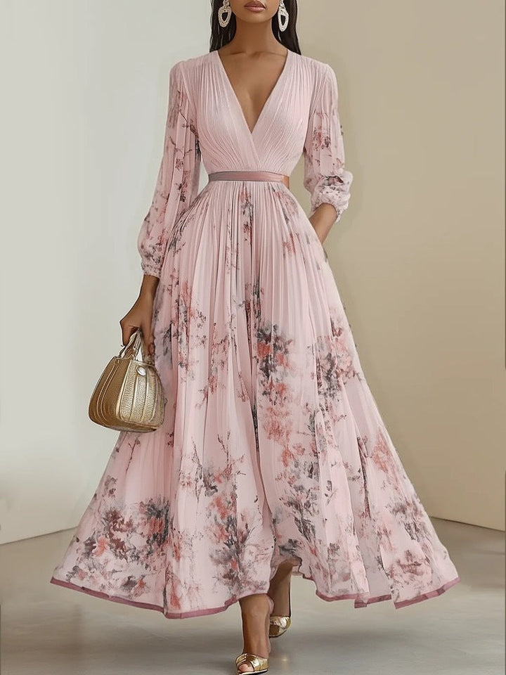 Nadia - Robe midi plissée à fleurs
