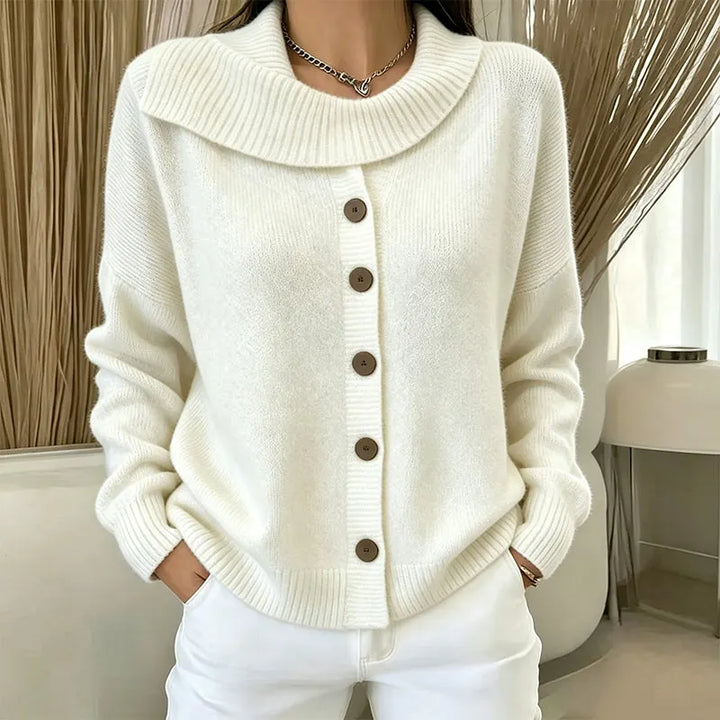 Elowette - Cardigan en maille boutonné à col large