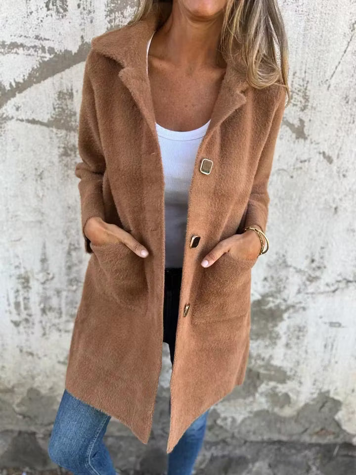 Fia - Manteau long doux à boutons