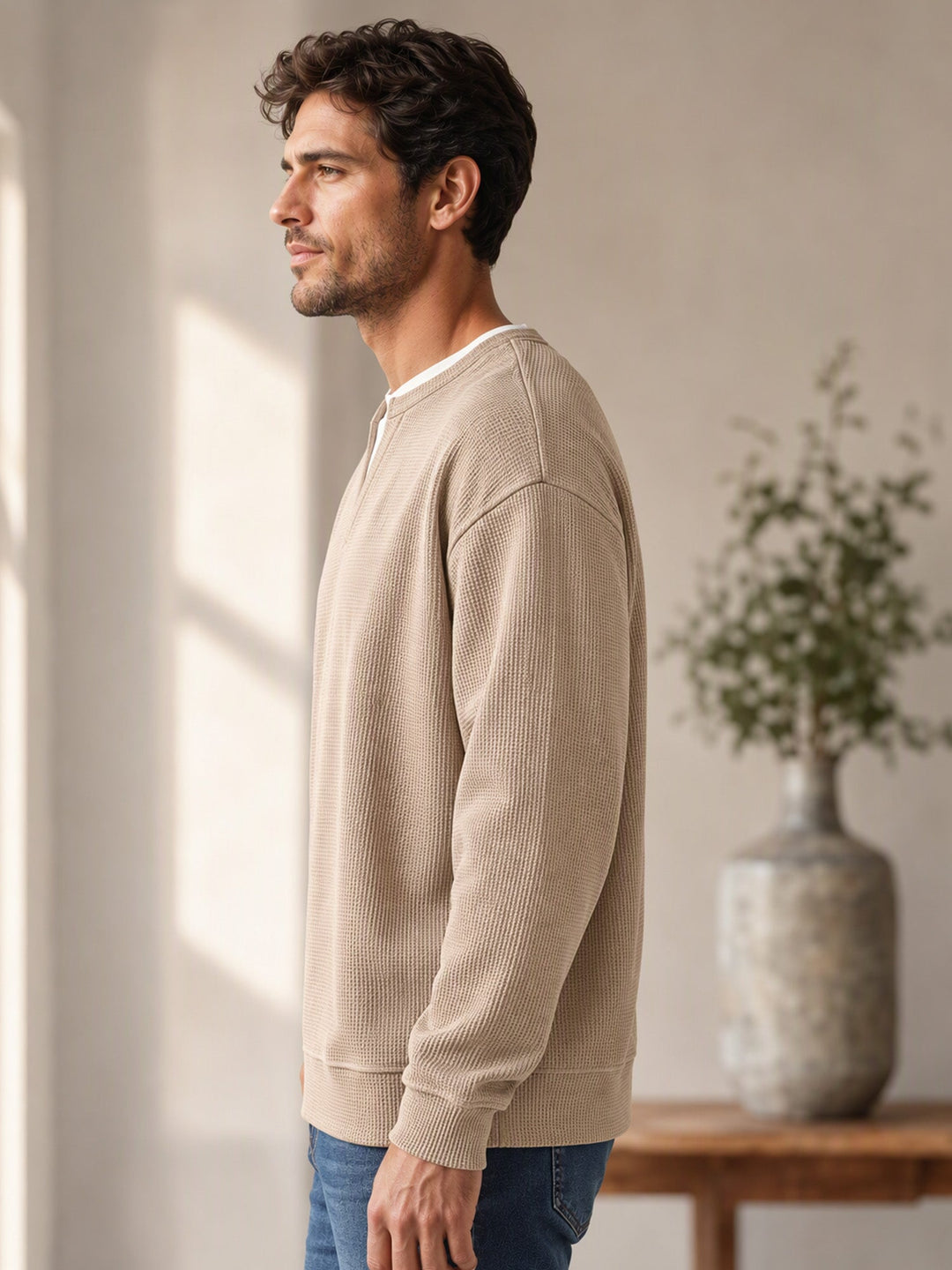 Oswald - T-shirt à manches longues en maille gaufrée