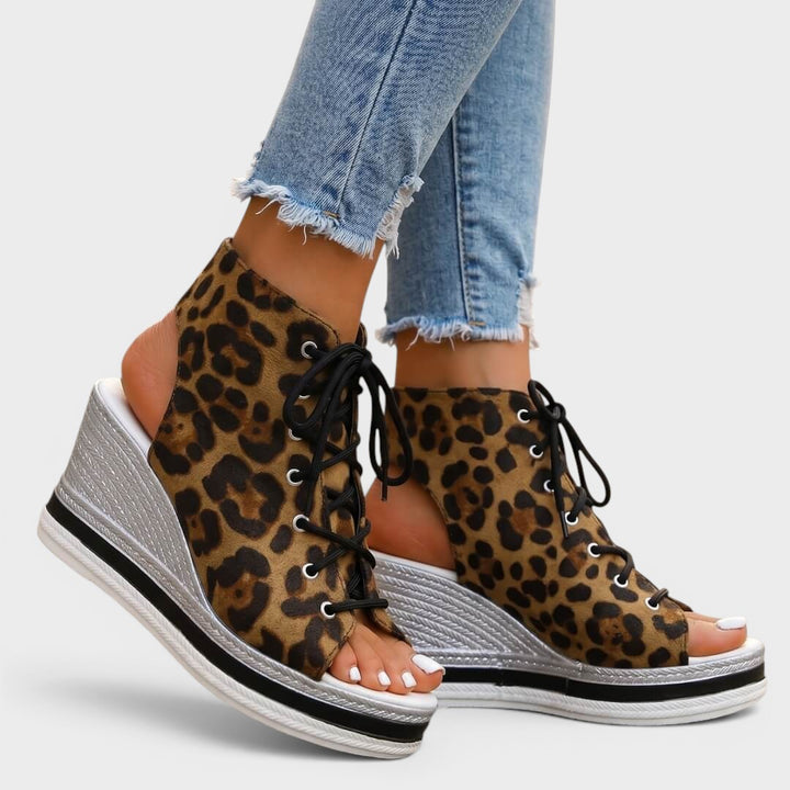 Elaina - Sandale compensée à lacets