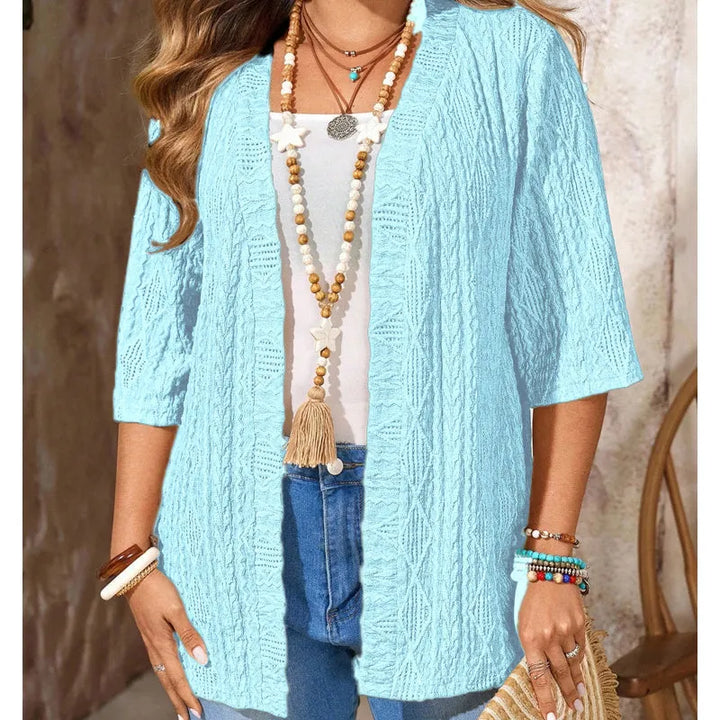 Delienne - Cardigan en maille ajourée au toucher doux