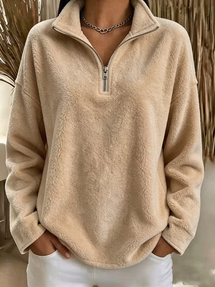 Tiana - Sweat-shirt en polaire à col montant, décontracté