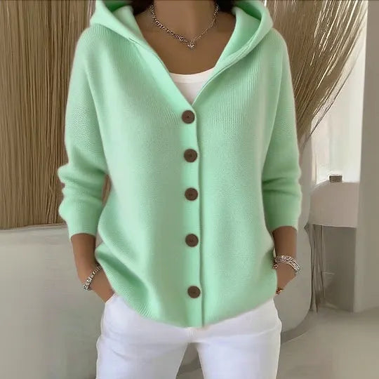 Carlotte - Gilet en maille à capuche confortable