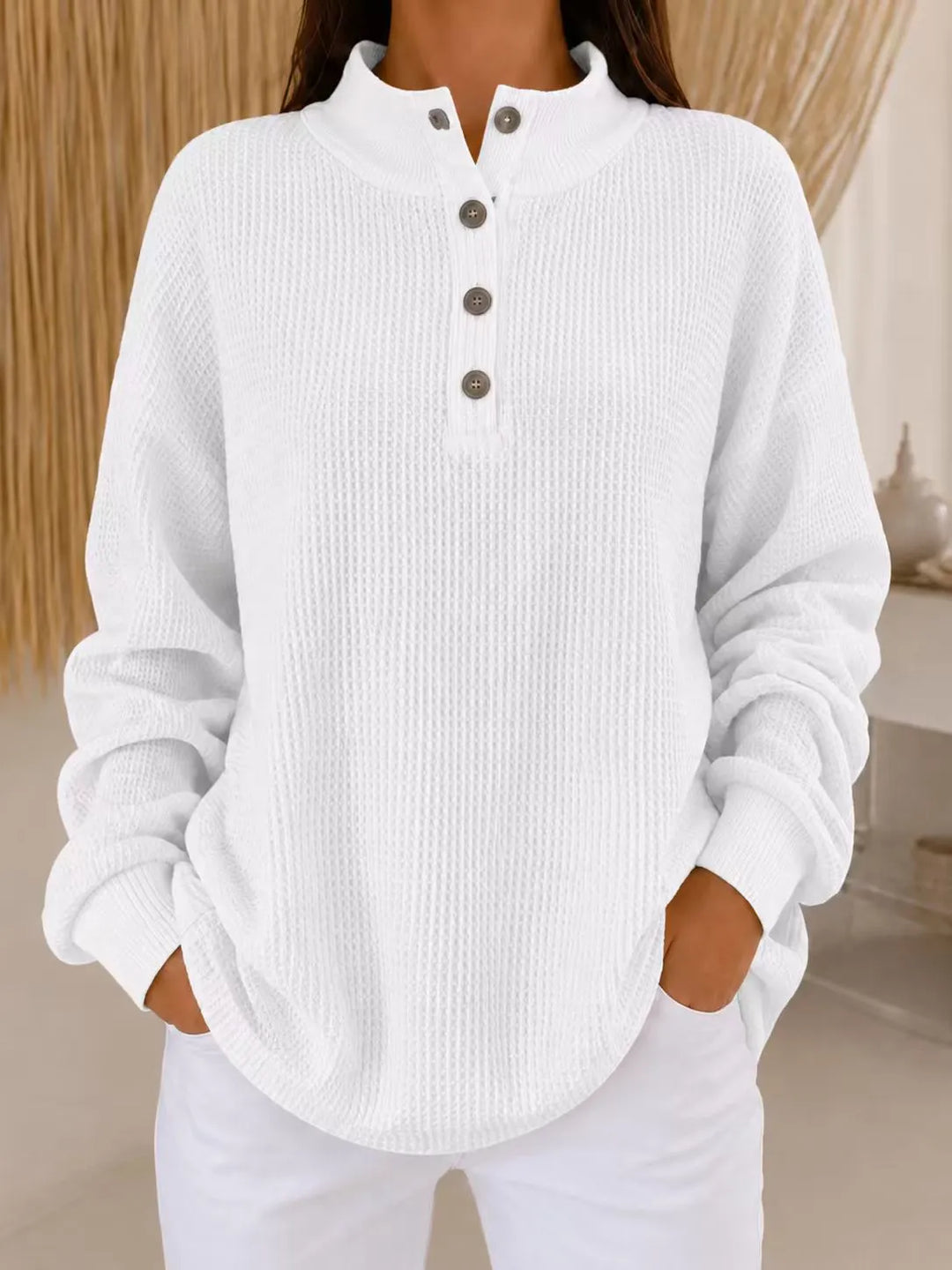 Belliora - Pull à col boutonné en maille texturée
