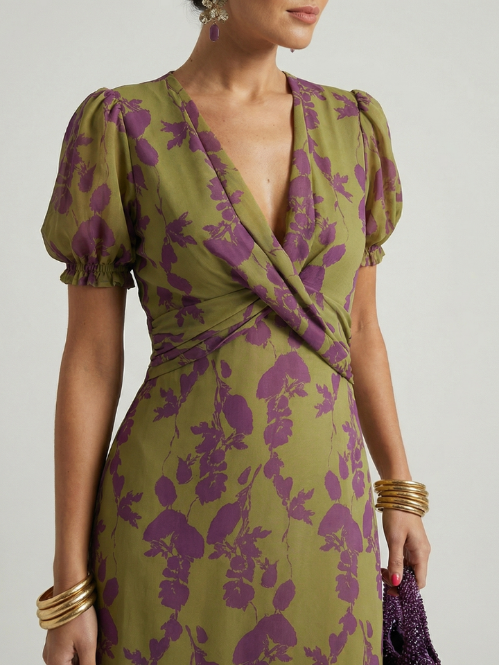 Odetta - Robe midi fleurie au toucher doux