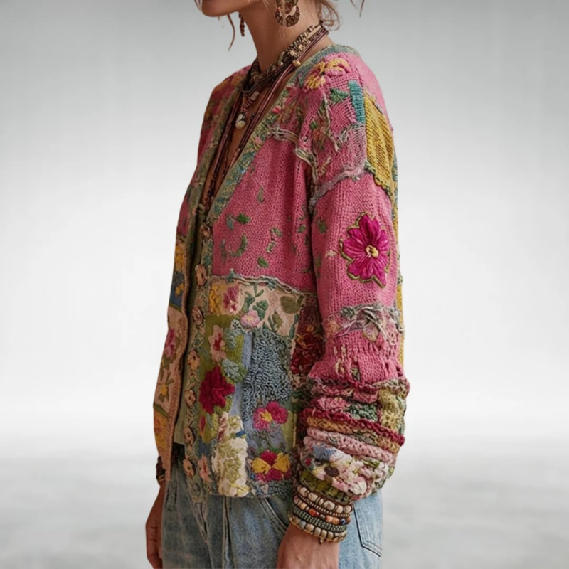 Celestara - Cardigan patchwork, doux au toucher