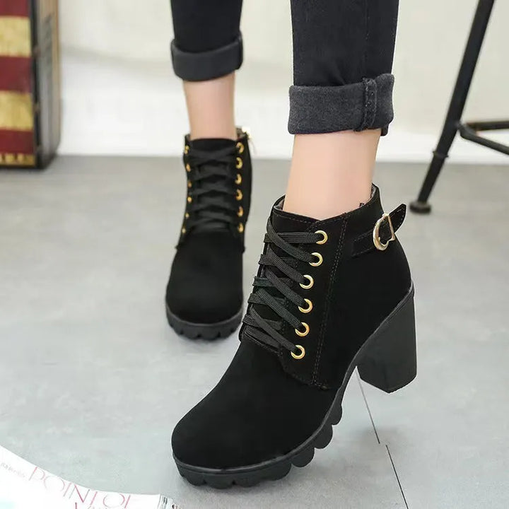 Mara - Bottes à talon bloc doublées en peluche