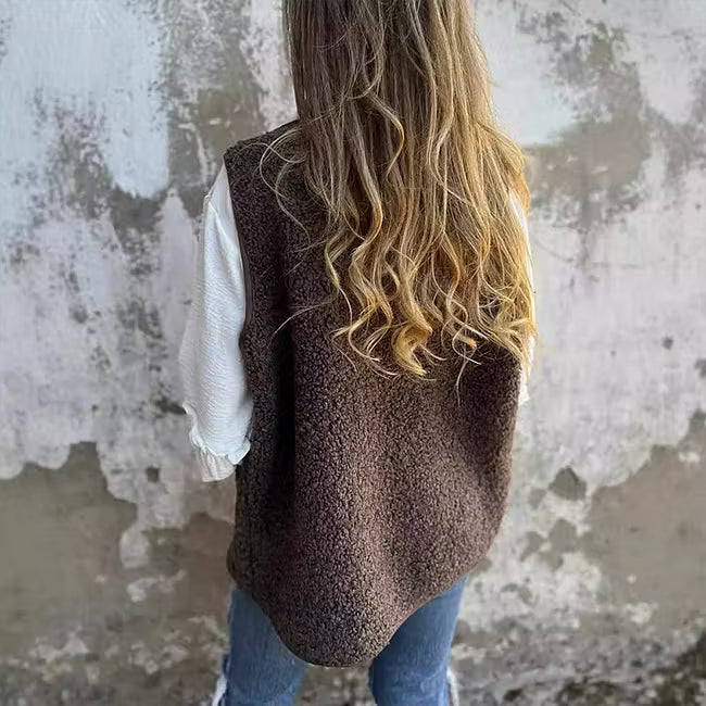Ailyn - Gilet long texturé à boutons