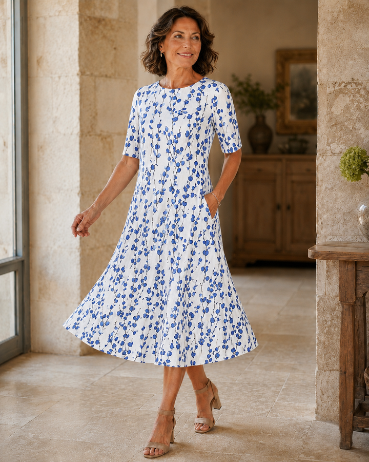 Hestia - Robe midi fleurie au toucher doux