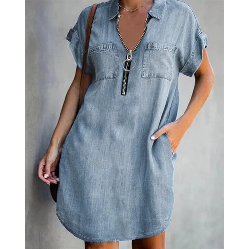 Genevalle - Robe décontractée en chambray à poches