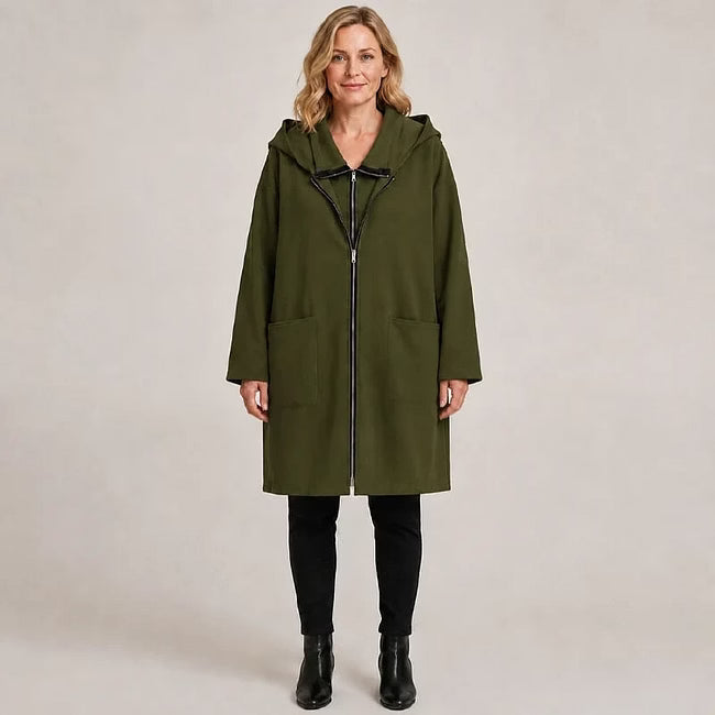Sigrid - Manteau à capuche zippé, coupe décontractée