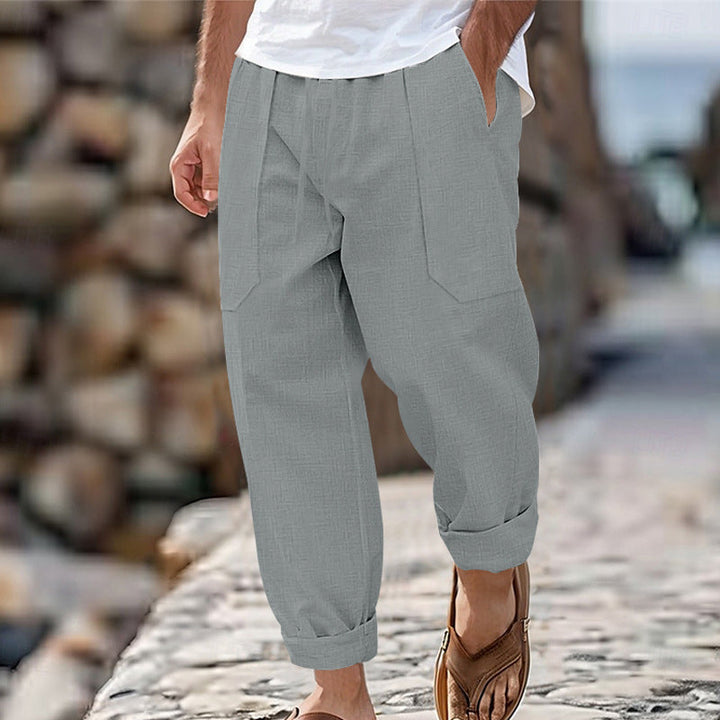 Halston - Pantalon en lin coupe décontractée