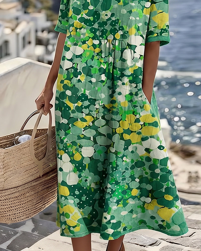 Adria - Robe midi trapèze en tissu doux