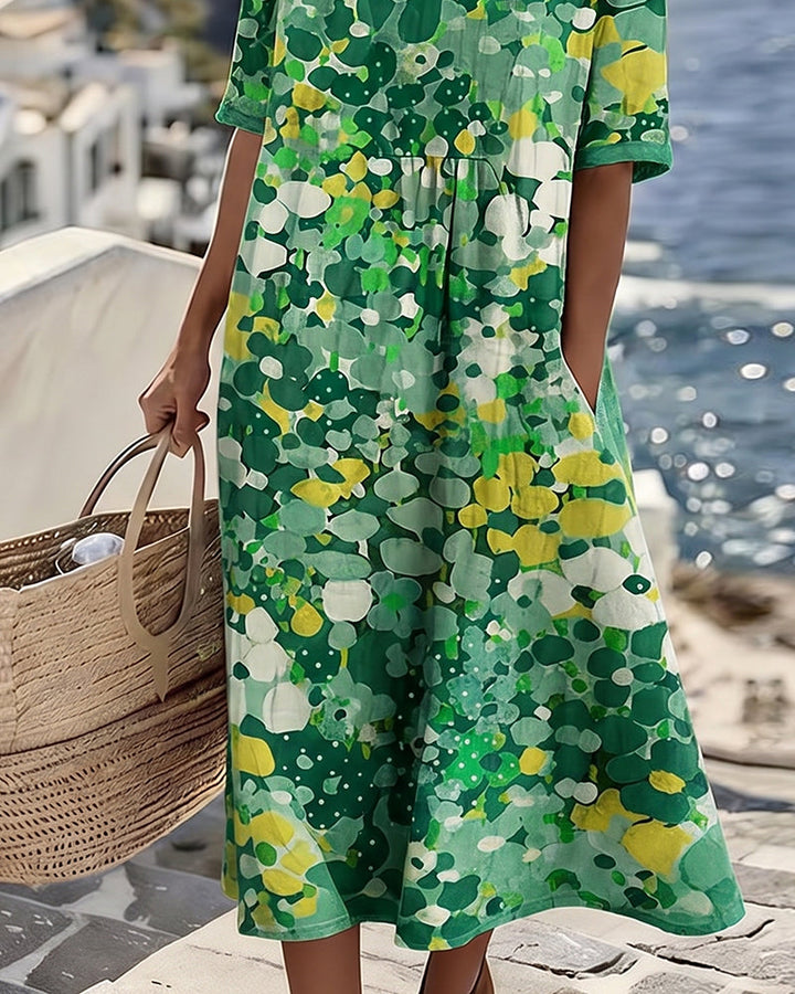 Adria - Robe midi trapèze en tissu doux