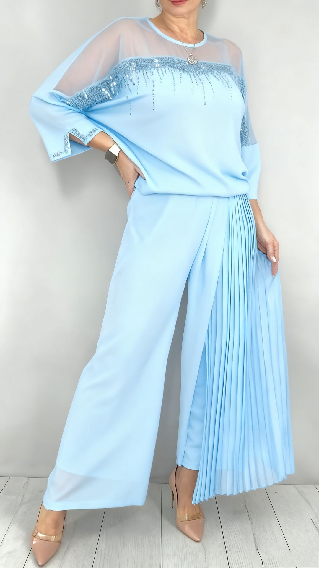 Caia - Ensemble deux-pièces pantalon à pinces orné