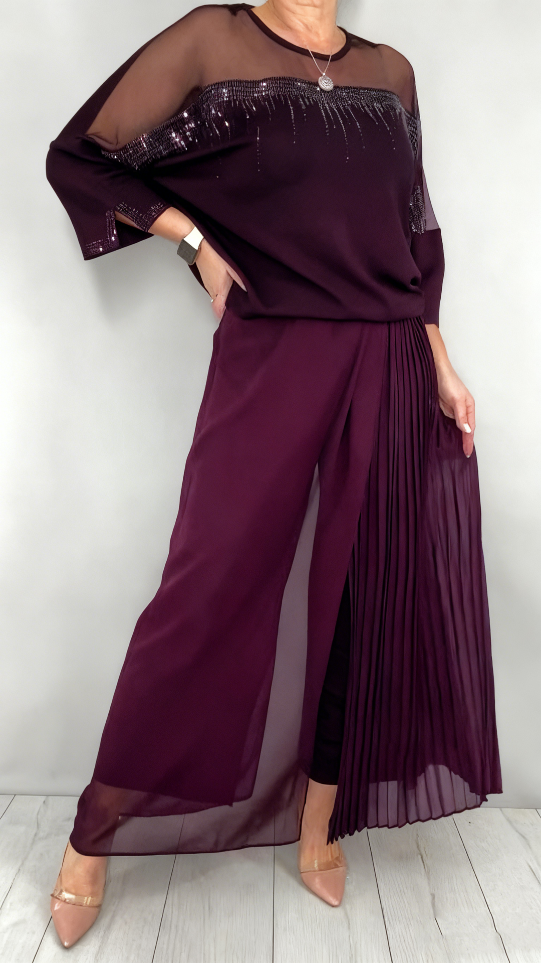 Caia - Ensemble deux-pièces pantalon à pinces orné