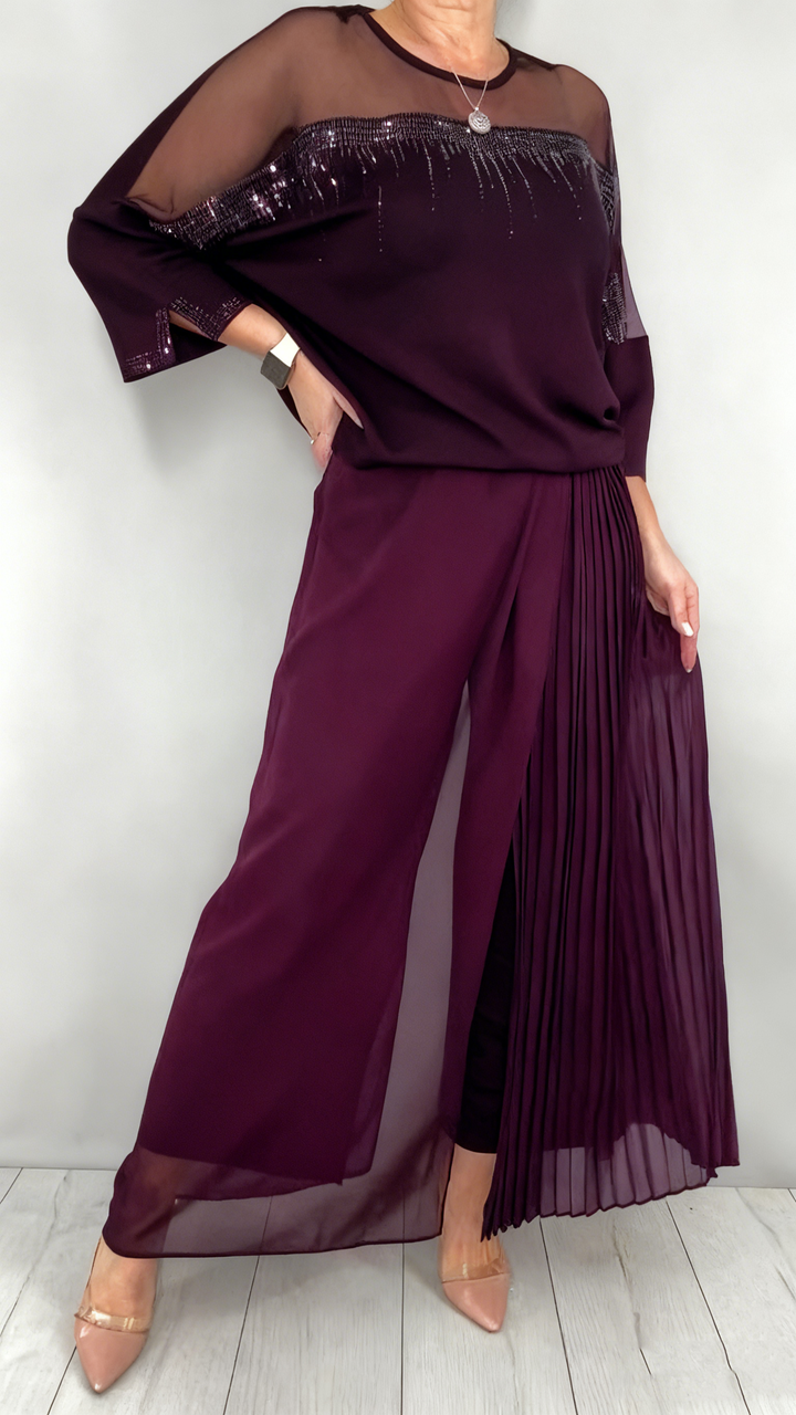 Caia - Ensemble deux-pièces pantalon à pinces orné