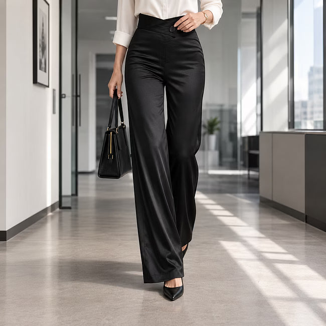 Esmae - Pantalon large satiné